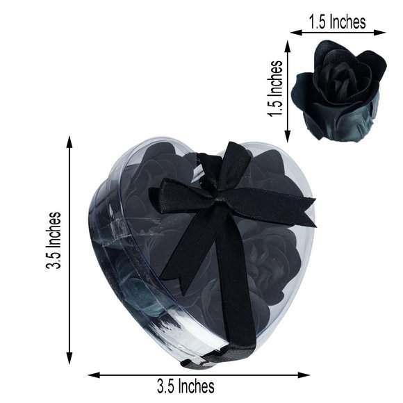 #96 Rose Petal Soap 6 in a Heart Gift Box Black - Picture 2 of 6